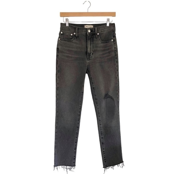 Madewell The Perfect Vintage High Waist Knee Rip Jean Cosner Washed Black - Picture 7 of 16